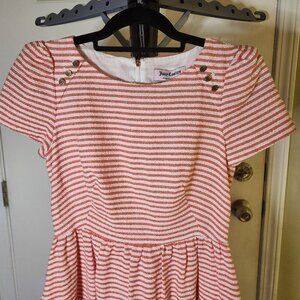 Juicy Couture Angel Boucle Striped Textured Mini Dress 2 NWT Orange/White